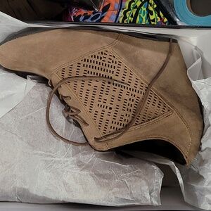 Fergalicious Taupe Heeled Booties